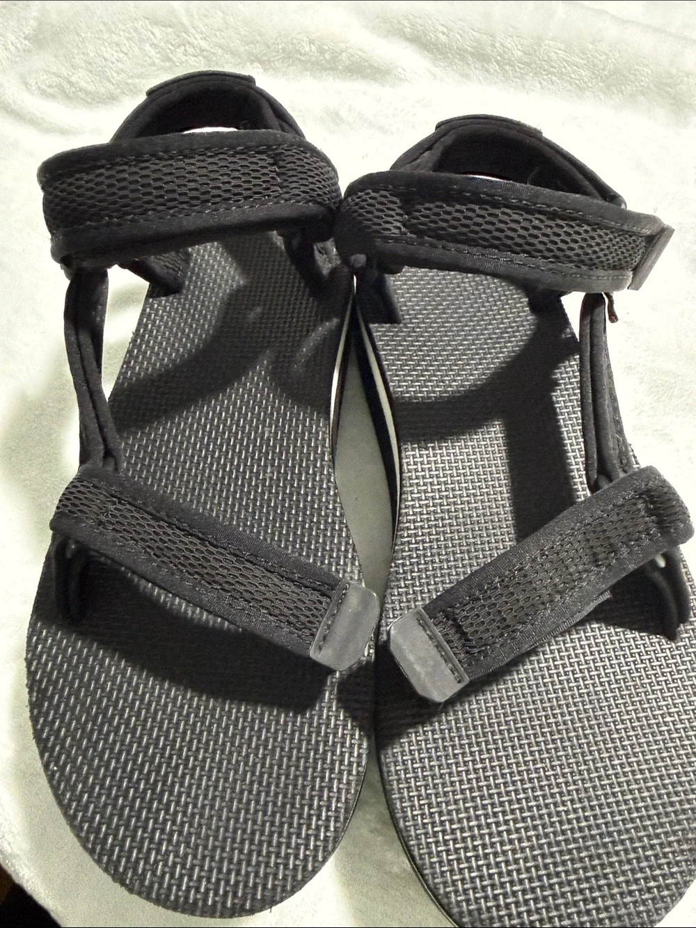 Teva Black Platform Sandals with White Midsole Stripe